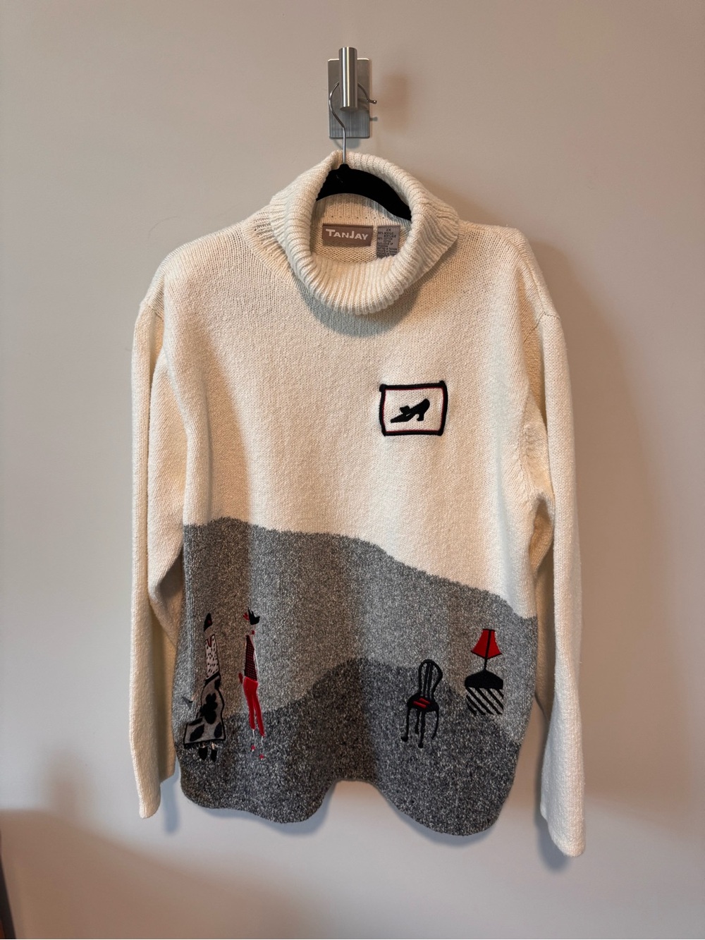 Tanjay Novelty Embroidered Turtleneck Sweater | Size 2X Fashion Art Stiletto
